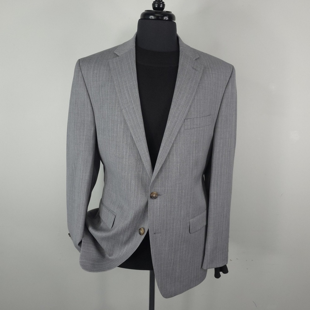 Lauren Ralph Lauren Suit Jacket Mens 42R Gray Pinstripe Wool Blazer 2 Button
